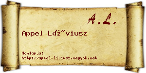 Appel Líviusz névjegykártya